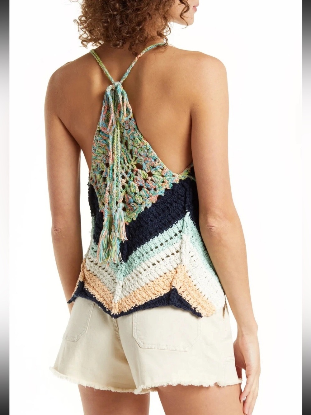 Free People Swim Up Open Knit Tank Top Boho Size M NWT $148 USD